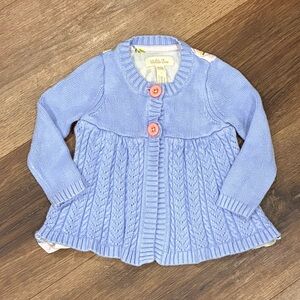 Matilda Jane The Adventure Begins Blue Cardigan Sweater Jacket Floral Knit 6-12m